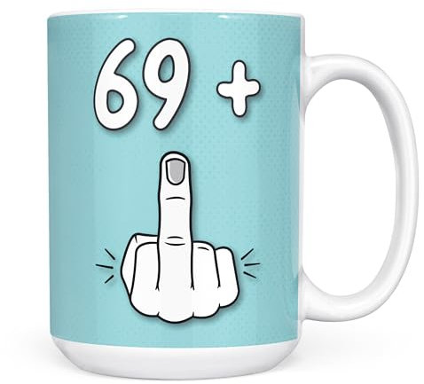 Mug Monster - 70th Birthday Mug, I Am 69 + 1, Gift for 70 Year Old, Novelty Cup - Ceramic Coffee Beaker/Cup, Gift for Men or Women, Extra Large and Giant Available, 15oz White