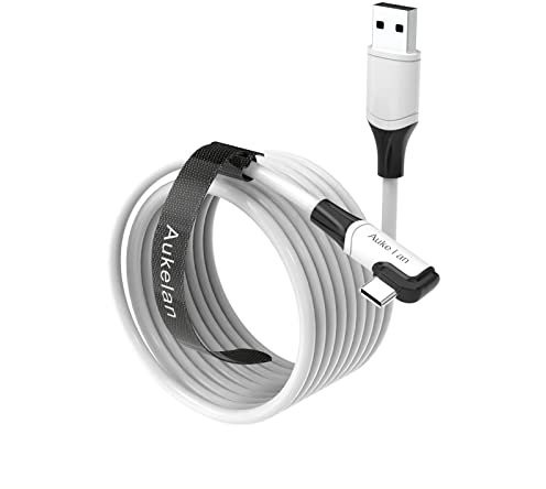Aukelan Cavo di collegamento 16FT compatibile per Oculus Quest 2/Steam VR e PC, trasferimento dati ad alta velocità e ricarica rapida 3A, cavo USB 3.0 a USB C per cuffie VR e PC da gioco.