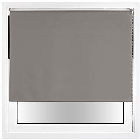 FURNISHED Blackout Roller Blind with Metal Fittings Trimmable Insulated Thermal Fabric Heavy-duty Easy Install Brackets Window Roller Blinds - Dark Grey, 160W x 165H cm