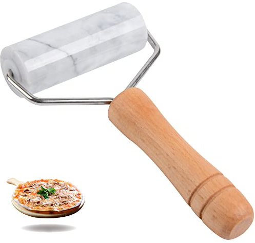 Tianman Rouleau à pâtisserie en marbre - Petit rouleau à pâtisserie - Rouleau à pizza - Rouleau en marbre antiadhésif - Type T - Pour la cuisson de gâteaux, tortilla, pizza, biscuits et autres
