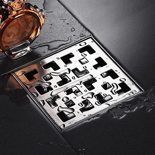 Siphon De Douche Carré Avec Grille Amovible, Siphon De Sol De Douche En Acier Inoxydable Nickel Brossé Avec Passoire À Cheveux, Anti-Colmatage Et Odeur,10cm
