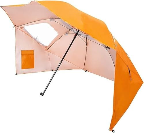 Amiaire Sombrilla de playa - Sombrilla de playa grande 240 cm – 3 Posiciones - Protección UV, antiviento y transpirable de aluminio- Incluye Bolsa de viaje (Naranja)