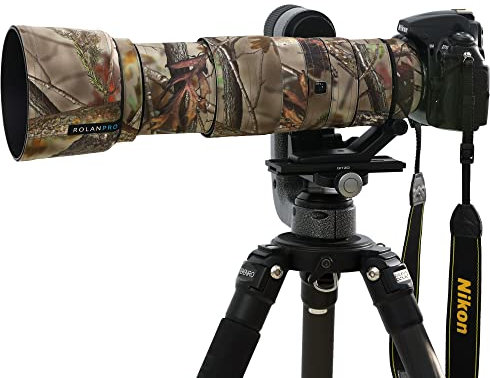 ROLANPRO Objektivschutzhülle, Camouflage, Regenschutz für Nikon AF-S 200–500 mm f/5.6E FL ED VR Kameralinsenschutzhülle, #20, Dschungel, wasserdicht