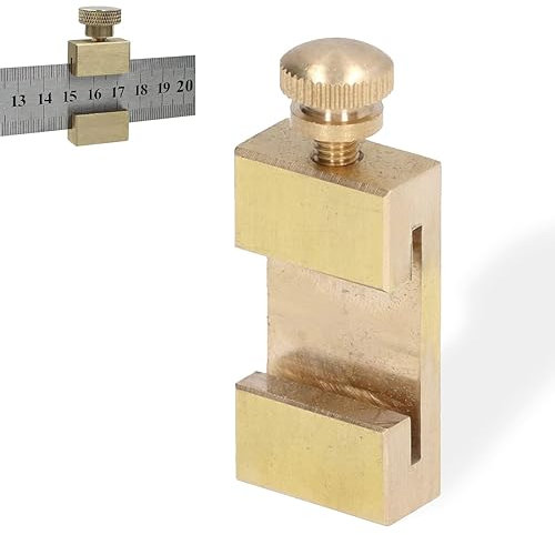 Hoopoocolor Messing Stahl Lineal, Linealanschlag, T Nut Design, Messing Anreißnadel, Stahllineal, Positionierungs Anreißblock, Winkellinien Anreißnadel Lokator für Ingenieur, Handwerker, Modellbauer