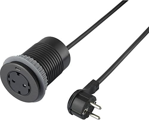 sygonix SY-4780160 Unterputz-Steckdose mit USB, erhöhter Berührungsschutz, mit USB-C® Schwarz