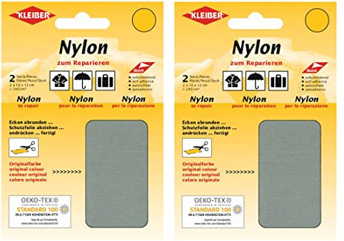 Kleiber Nylon - Flicken Grau Reparaturflicken 12 x 10 cm Selbstklebend Reparatur NylonFlicken 4er Set Nylon