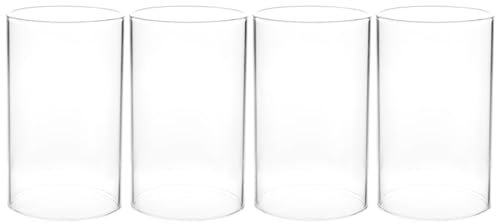 4 Stücke Windlichtgläser Glaszylinder mundgeblasen Offenes Glas Kerzenhalter Ersatzglas ohne Boden Teelichtgläser für Kerzen Windlicht Zuhause Wohnzimmer Hochzeit Dekoration 10x6cm