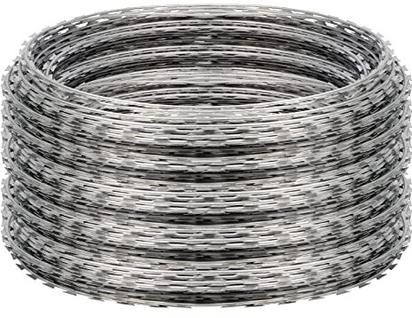 RYFT Galvanized Barbed Wire, 147 Feet Razor Ribbon, 3PCS, Silver, 12 Gauge, Razor Wire