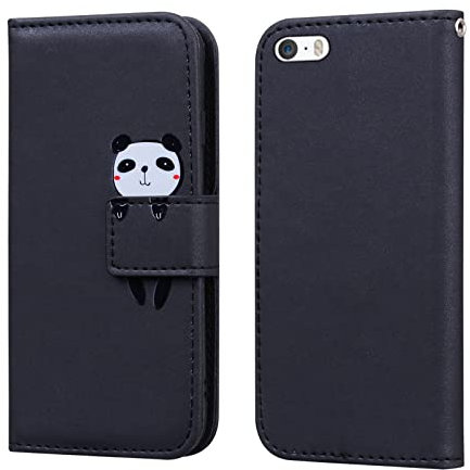 Bartern Flip Case for iPhone 6/6s,PU Leather Wallet Case with Card Slot Kickstand Magnetic,Cartoon Folio Phone Cover Compatible with iPhone 6/6s,Panda Black
