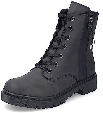 Rieker Damen Schnürstiefeletten Y2441, Frauen Stiefeletten,halbstiefel,Kurzstiefel,uebergangsschuhe,uebergangsstiefel,schwarz (00),37 EU / 4 UK