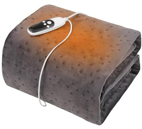 OMERAI BLK013 Electric Blanket Soft Heated Blanket Single Electric Blankets with Elastic Straps Non-slip Electric Blanket Throw 9 Heat Settings Heated Blanket Washable Auto Timer 190X90CM