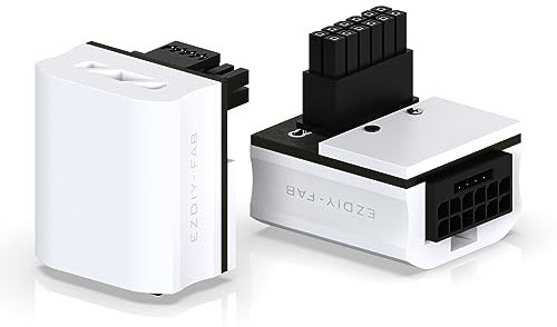 EZDIY-FAB 12VHPWR 12+4 Pin Winkelstecker Netzteil für Grafikkarte der RTX40'-Serie,Unterstützt 600W Ausgang, Kompatibel mit RTX4090,4080,4070ti -90 Grad RVS Typ-Weiß-1Pack