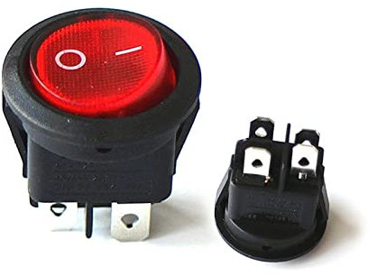 5 pièces 12/24/220V interrupteur à bascule rond 20MM 4 broches marche/arrêt DPST verrouillage LED éclairé sur les interrupteurs à bouton-poussoir de voiture rouge Transparent ( Color : 220v Led )