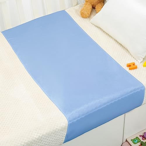 PROMEED 23 Momme Seiden-Bettlaken für Babyhaare, keine kahlen Stellen mehr, 100 % Maulbeerseide, Bettlaken für Babybett, Jungen/Mädchen, Blau