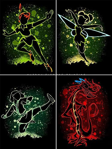 HUANNY DIY Diamond Painting Mulan Diamond Art Kits, 5D Full Drill Cross Stitch Embroidery kit for Beginners (4 Packs)