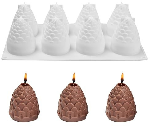 3D Weihnachten Tannenzapfen Silikonform 8 in 1 Tannenzapfen Kerzenform Weihnachten Kerzengießformen Weihnachten Seifengießform für DIY Seife Schokolade Kerzen Duftkerze Weihnachten Handwerk Ornamente