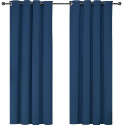 Ystyle Rideau Occultant 100% Effet Lin, Rideau Thermique Isolant Anti Froid Et Chaleur 2 Pièces, 140×240 Rideau Phonique Anti Bruit, Rideaux Moderne Chambre Maison Salon À Oeillets, Bleu
