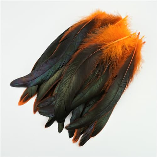 50Pcs 15-20Cm Bunte Hahn Federn DIY Urlaub Dekoration Feder Schmuck Kreation Zubehör Orange