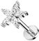 Taffstyle Piercing Stab Stecker Ohrpiercing Cartilage Ohr Tragus Helix Stud Lippe Labret Lippenpiercing Knorpel Barbell Ohrring Platte Glitzer Strass Blume Kristall 6mm Silber