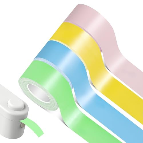 Hemiks 4 Rollen Thermo-Etikettenband L1/Q1/M1, 16 mm x 4 m, Gelb, Grün, Rosa, Blau, Selbstklebend, Kompatibel für Etikettendrucker