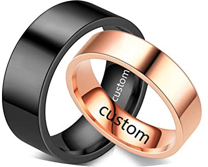 ANAZOZ Edelstahlringe Eheringe, Trauringe Paarpreis Personalisierte Bandring 8mm/6mm Frau 49 + Mann 60