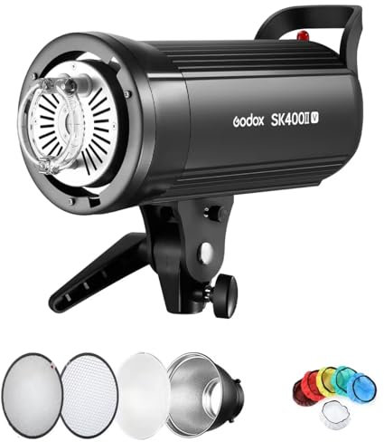 Godox SK400II-V 400ws Flash Studio Strobe Kit 5600 ± 200 K mit LCD Panel 2,4 G Wireless X-System mit Bowens-Halterung LED-Einstelllampe für Studiofotografie, Porträtfotografie, Werbefotografie