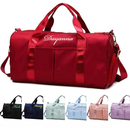 Personalisierte bestickte Namens-Seesack – Turnbeutel, Sporttasche, Yoga-Tasche, Schwimmtasche, Reisetasche mit Nass- und Trockenfach und separatem Schuhfach