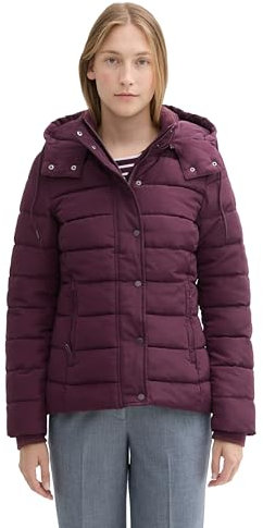 TOM TAILOR Damen Steppjacke mit Abnehmbarer Kapuze, 35796 - BlackBerry, XL