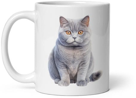 Mug Cat Breed Maine Coon British Shorthair Bengal Holy Burma Printed Mug Cat Fan Cute Passion Pets Gift Elegant Coffee Tea (Britisch Kurzhaar)