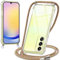Oelrstfe Funda para Samsung Galaxy A25 con Cuerda, Transparente TPU Suave Silicona Carcasa con Correa Colgante Ajustable Collar para Samsung A25, Amarillo