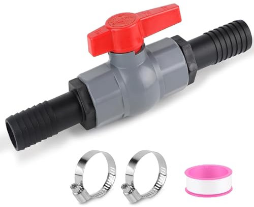 Kugelhahn mit Schlauchverbinder, Pool Absperrventil, PVC Kugelhahn, Absperrventil mit Innengewinde 41mm und Schlauchtüllen 32mm, Schlauchadapter für Bewässerungs-und Sanitärsysteme