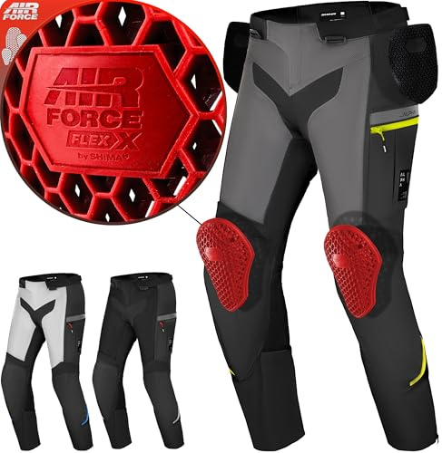 SHIMA ALPHA Motorrad Hose Herren mit Protektoren AIRFORCE Knieprotektoren Motorradhose Sommer Protektorenhose Urban Touren Wasserdicht Verstärkte Schützend Motorradkombi (Männer, Fluo, XXL)
