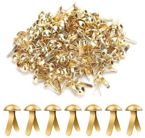 150pcs Paper Clips for Crafts, 0.17x0.31in Shiny Smooth Round Head Split Pins Mini Brads for Paper Crafts Brads Paper Fasteners for Scrapbooks Brass Fasteners for Cards Photo Walls Kids Craft (Gold)