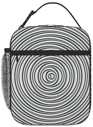 WURTON Vielseitige Reise-Lunch-Tasche mit optischem Dreh-Illusions-Druck, Unisex, Strand, isolierte Lunchbox, Lunch-Tasche, Arbeit, Reisen