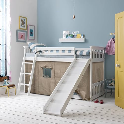 Noa and Nani Canvas Playtent for Tuva Low Bunk Bed with Bunk Underbed Slide in Natural