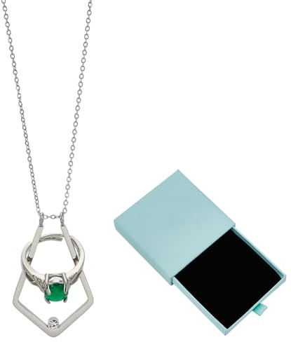 FINGERINSPIRE Collana porta anello rombo 39,5 cm Collana porta anello con strass Rombo Ciondolo Anello Protector Collana con confezione regalo per matrimonio fidanzamento madre moglie medico