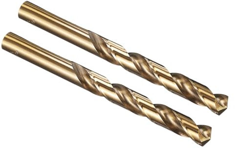 PATIKIL 13mm Drill Bit, Jobber Straight Shank M35 Cobalt 5% High-Speed Steel 135° Gold Finish for Stainless Steel Hard Metal - 2 Pack