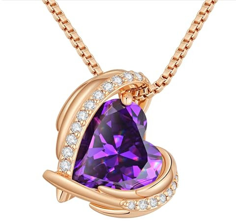 CDE Necklaces for Women Pendant Jewellery, 925 Sterling Silver Brass Plating Rose Gold Gifts for Women Her Wife Girlfriend Anniversary Birthday Mothers Day Christmas (Brass Plating Rose Gold-02-Feb)