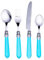 Set de 24 cubiertos de acero inoxidable, mango azul, Imperial Ocean