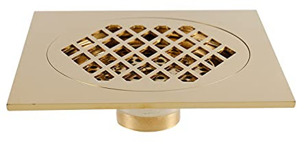 Rejilla Desague Ducha Desagüe de suelo cuadrado de 15x15cm, latón antiguo/cepillado/dorado/oro rosa/negro/bronce/bronce rojo, desagüe de residuos de suelo for cuarto de baño y ducha Desague Ducha(Tita