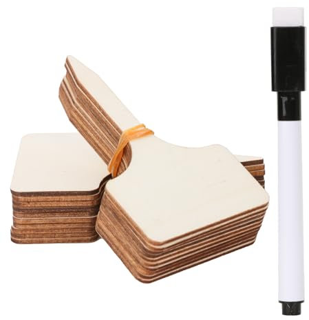 Wooden Plant Labels for Outdoor Plants, 50pcs Plants Tags 6x10 cm with 1 Pen Waterproof Herb Garden Sign Plant Name Markers T-Type Gardening Accessories for Vegetables Seedling Succulent Flowers