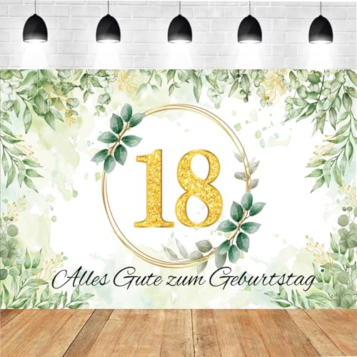 18 Geburtstag Banner Mann Grün 18.ter Geburtstag deko Hintergrund Banner zum 18 Geburtstag Happy 18th Birthday 18.Geburtstagsbanner für mann 110 * 180cm