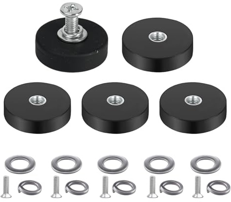 5 Stück Magnet mit gewinde, 22mm Schraubmagnete mit M4 Gewinde, Extra Starke Magnet Gummiert 5,5kg Haftkraft, Magnete mit Gewinde für Werkstatt, Fahrzeuge, Lichtleisten, Solarlampen