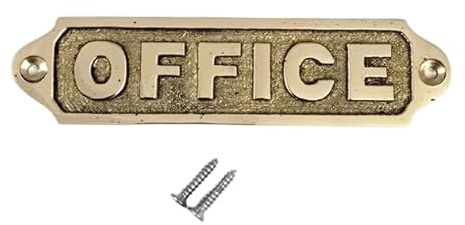 Solid Brass Office Door Sign Plaque 13 cm – Vintage Screw-Mount Door Plate Name Sign Metal Office & Home Label