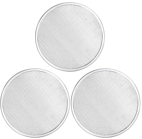 LALADEFIEE Bandejas Pizza Redondas Resistentes al Calor y Lisas Set de 3 de Aluminio Grueso Ideales para Hornear Pizza y Pasteles en Casa