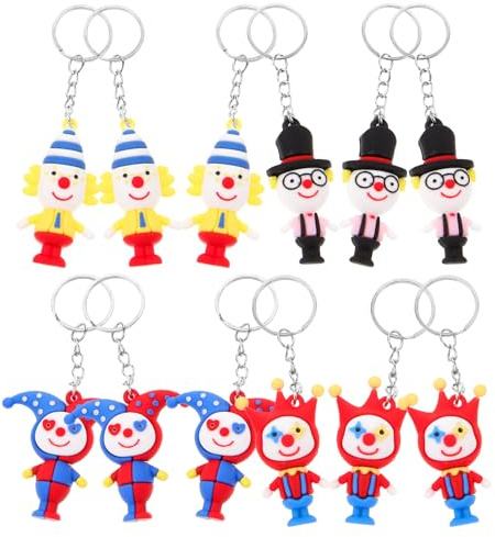 MAGICLULU Clown Schlüsselanhänger 12 Stück mit Verschiedenen Plüschtypen Vielseitige Hängende Anhänger für Autoschlüssel und Rucksack Geschenk und Dekoration für Partys Zufällige Farbe