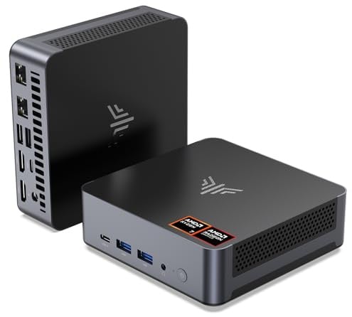 NiPoGi AM21 Mini PC АMD Ryzen 7 8745HS (8C/16T/Zen4, bis zu 4,9 GHz) 16GB DDR5 512GB SSD, Mini Desktop Computer mit W11 PRO|АMD Radeon 780M| 4K 4-Bildschirm|WiFi6|Dual-LAN für Büro, Design und Gaming
