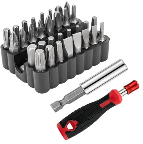 33Pcs Torx Head Screwdriver Bit Set, Tamper-Proof Torx Bit Star Magnetic Screwdriver Set for Car Fixings Impact Drill