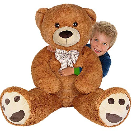 BAKAJI Peluche Orso Extra Morbido, Animali Morbidi e Soffici, Orsetto Decorazione Morbidissima per Bambini, Ragazzi e Adulti, Orsacchiotto Idea Regalo (Brown, 150 cm)