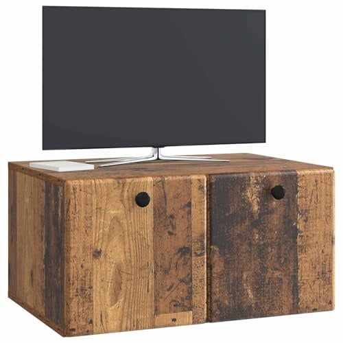 vidaXL Wandmontierter TV-Schrank 59,5 x 41 x 30 cm Altholz, Wohnzimmeraufbewahrung, moderner Schrank, Wand-TV-Ständer, rechteckiges Design, viel Platz, praktische Möbel